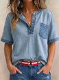 Women's Casual Loose-Fit Color-Block Patchwork Short-Sleeve Top FitiqueFit