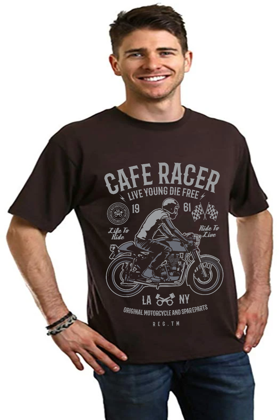 Cafe Racer Men's Bamboo Viscose/Organic Cotton Short Sleeve Graphic T-Shirt Spun Bamboo