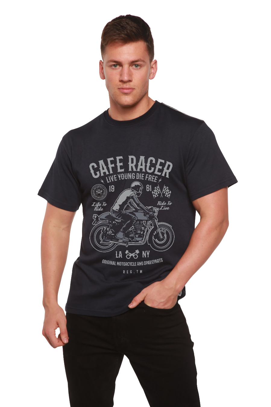 Cafe Racer Men's Bamboo Viscose/Organic Cotton Short Sleeve Graphic T-Shirt Spun Bamboo