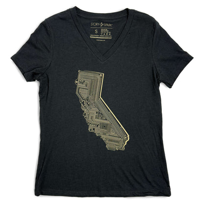 Cali Tech Womens V-neck T-shirt STORY SPARK