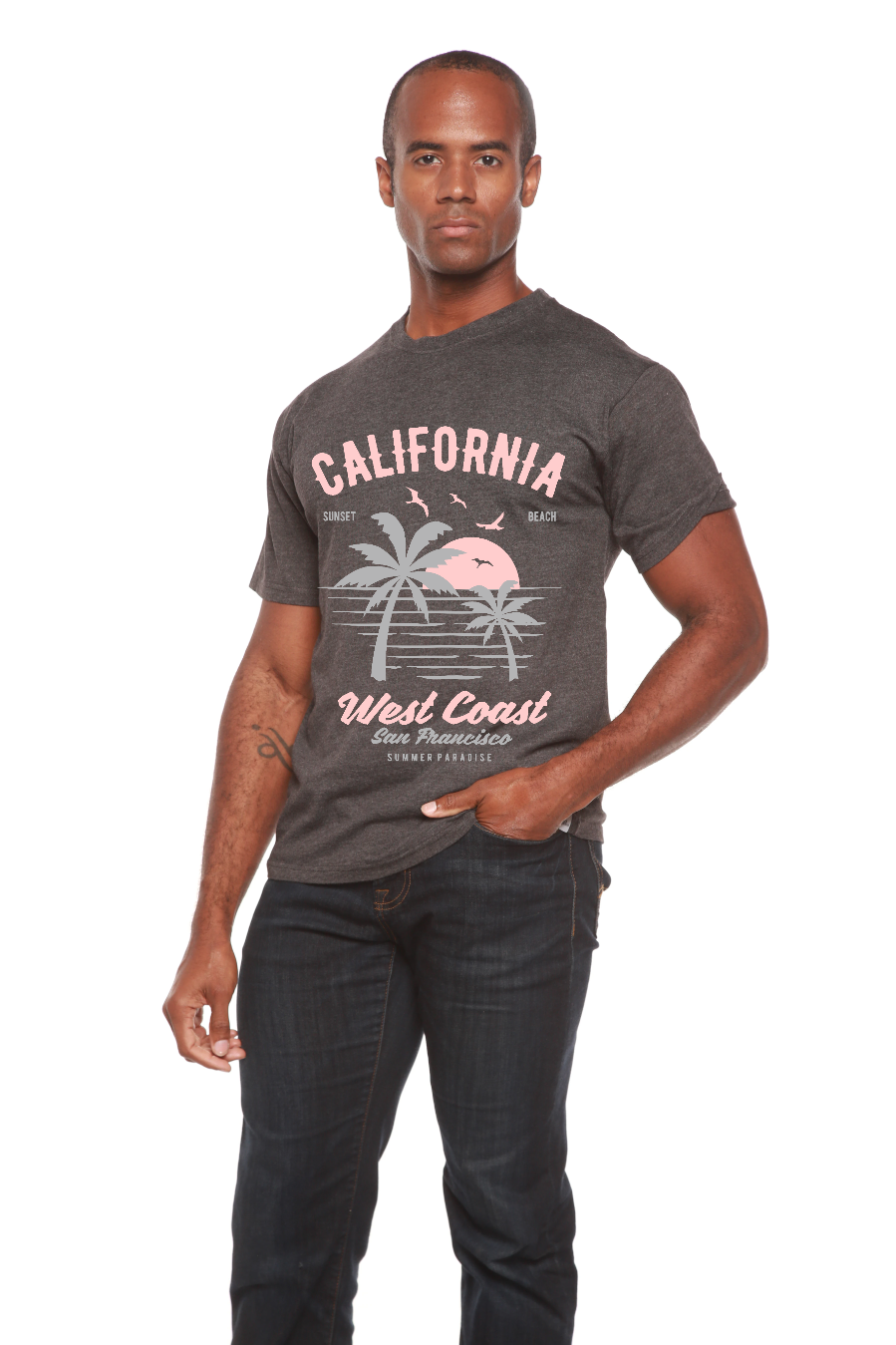 California West Coast Men's Bamboo Viscose/Organic Cotton Short Sleeve Graphic T-Shirt Spun Bamboo