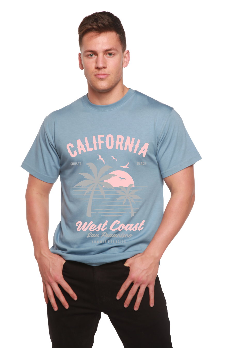California West Coast Men's Bamboo Viscose/Organic Cotton Short Sleeve Graphic T-Shirt Spun Bamboo