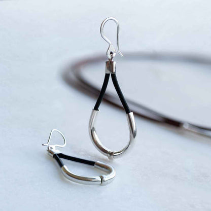 Calista - Equestrian Horseshoe Necklace on Black Leather Urban-Equestrian