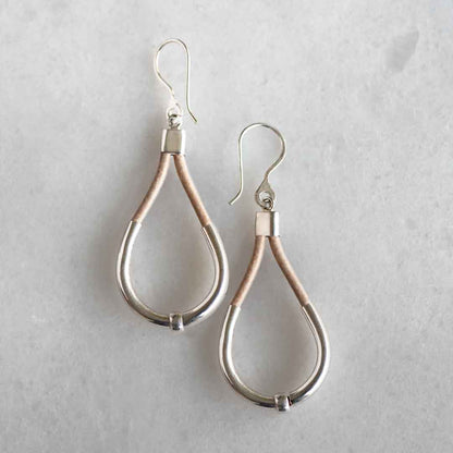 Calista - Sterling Silver Bosal Horseshoe Earring on Natural Leather Urban-Equestrian