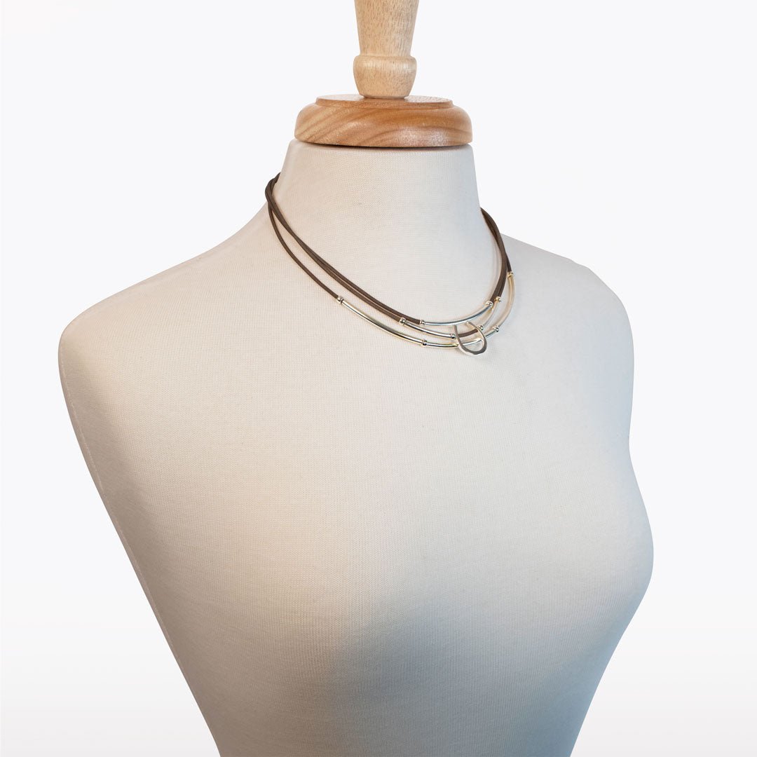 Calista - Equestrian Horseshoe Necklace on Brown Leather Urban-Equestrian
