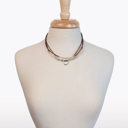 Calista - Equestrian Horseshoe Necklace on Brown Leather Urban-Equestrian