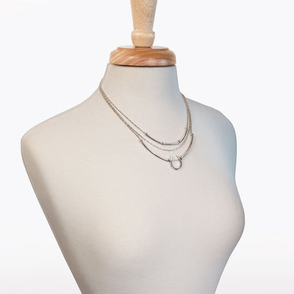 Calista - Equestrian Horseshoe Necklace on Beaded Chain in Silver Urban-Equestrian