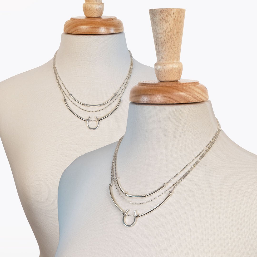 Calista - Sterling Silver Bosal Horseshoe Earring on Beaded Chain Urban-Equestrian