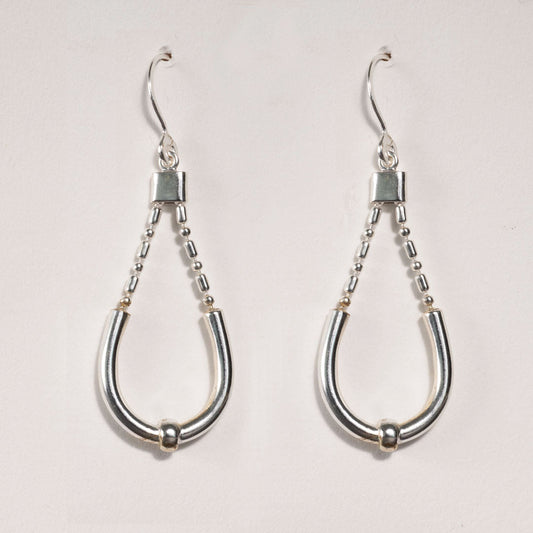 Calista - Sterling Silver Bosal Horseshoe Earring on Beaded Chain Urban-Equestrian
