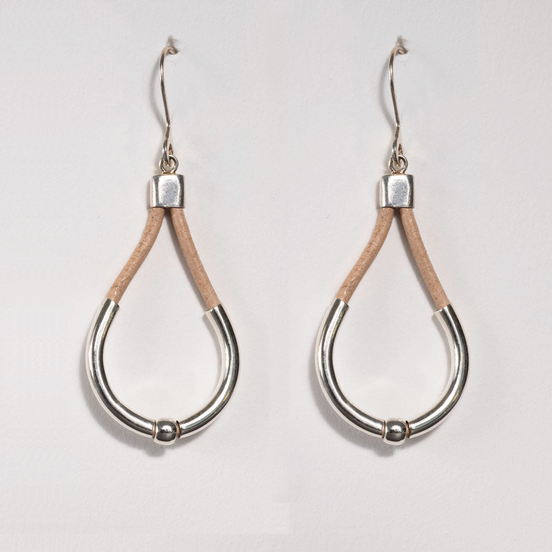 Calista - Sterling Silver Bosal Horseshoe Earring on Natural Leather Urban-Equestrian