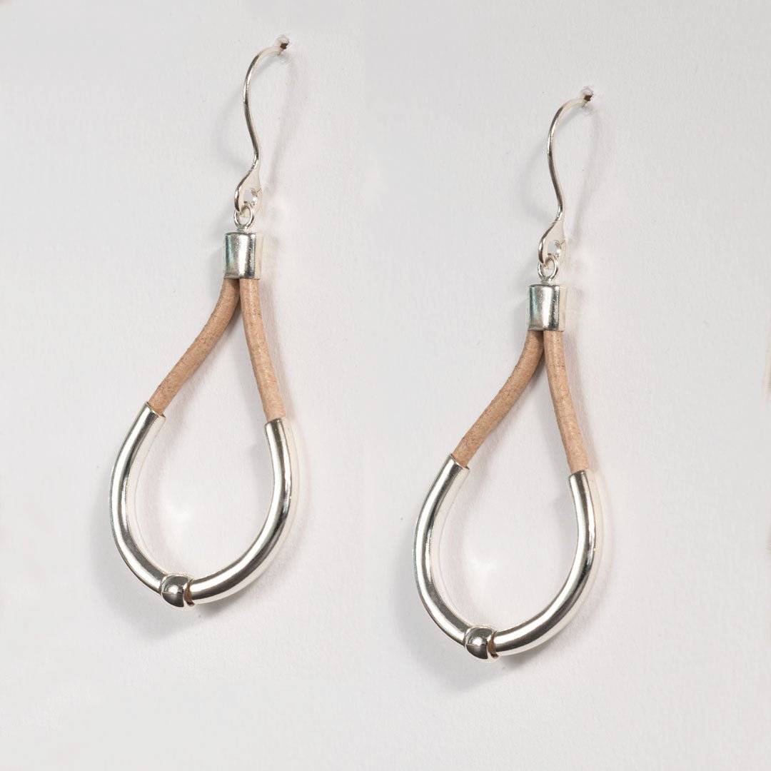 Calista - Sterling Silver Bosal Horseshoe Earring on Natural Leather Urban-Equestrian