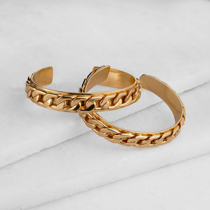 Cadence Equestrian Bracelet - Wide Gold Curb Chain Cuff Urban-Equestrian