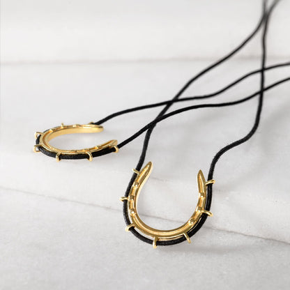 Canteen - Equestrian Horseshoe Necklace in Black & Gold Urban-Equestrian