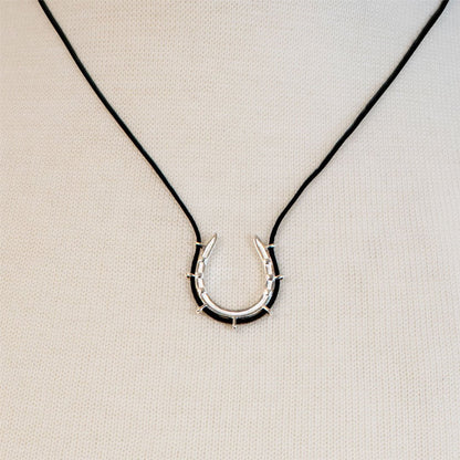 Canteen - Equestrian Horseshoe Necklace in Black & Silver Urban-Equestrian