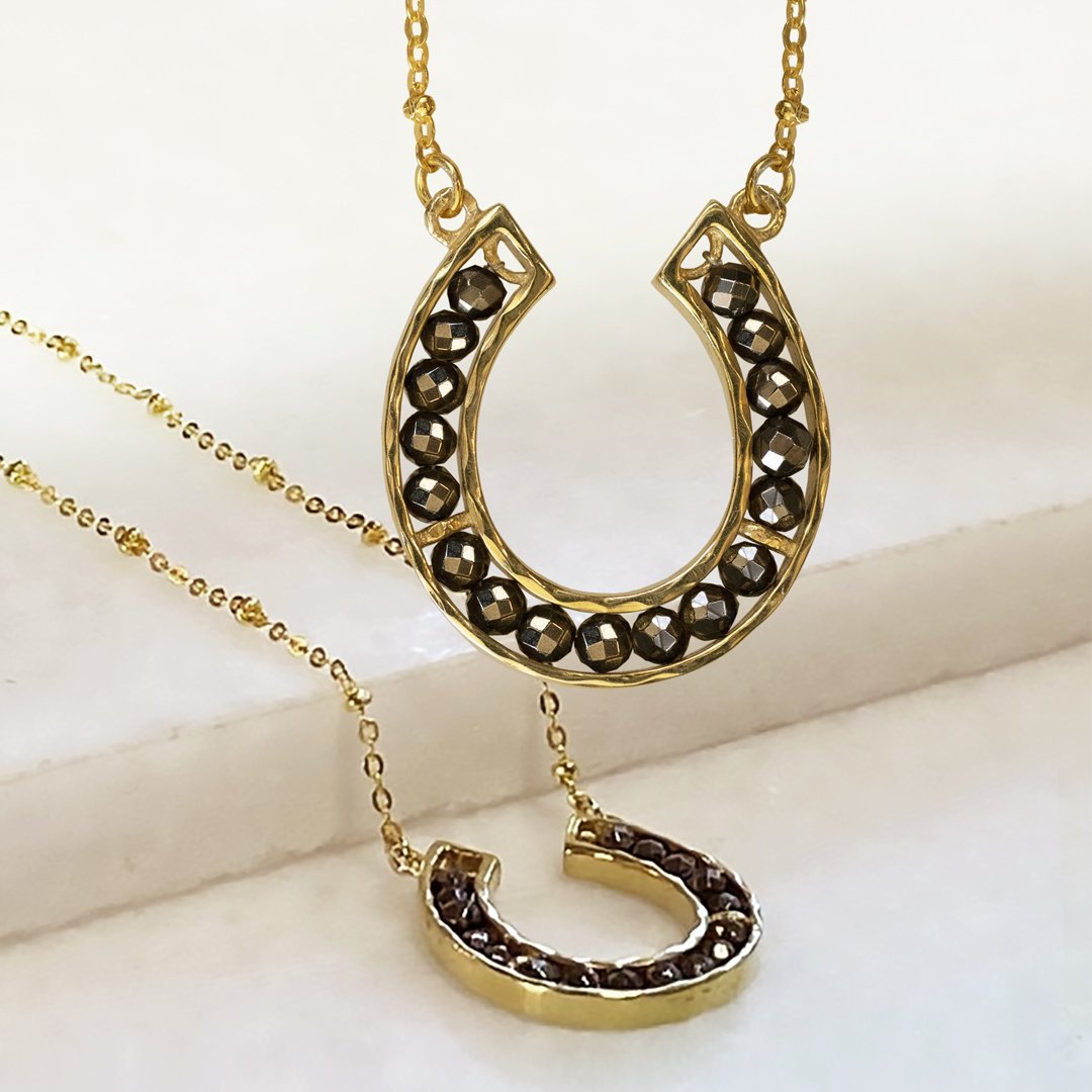 Capriole - Pyrite Equestrian Horseshoe Necklace in Gold Urban-Equestrian