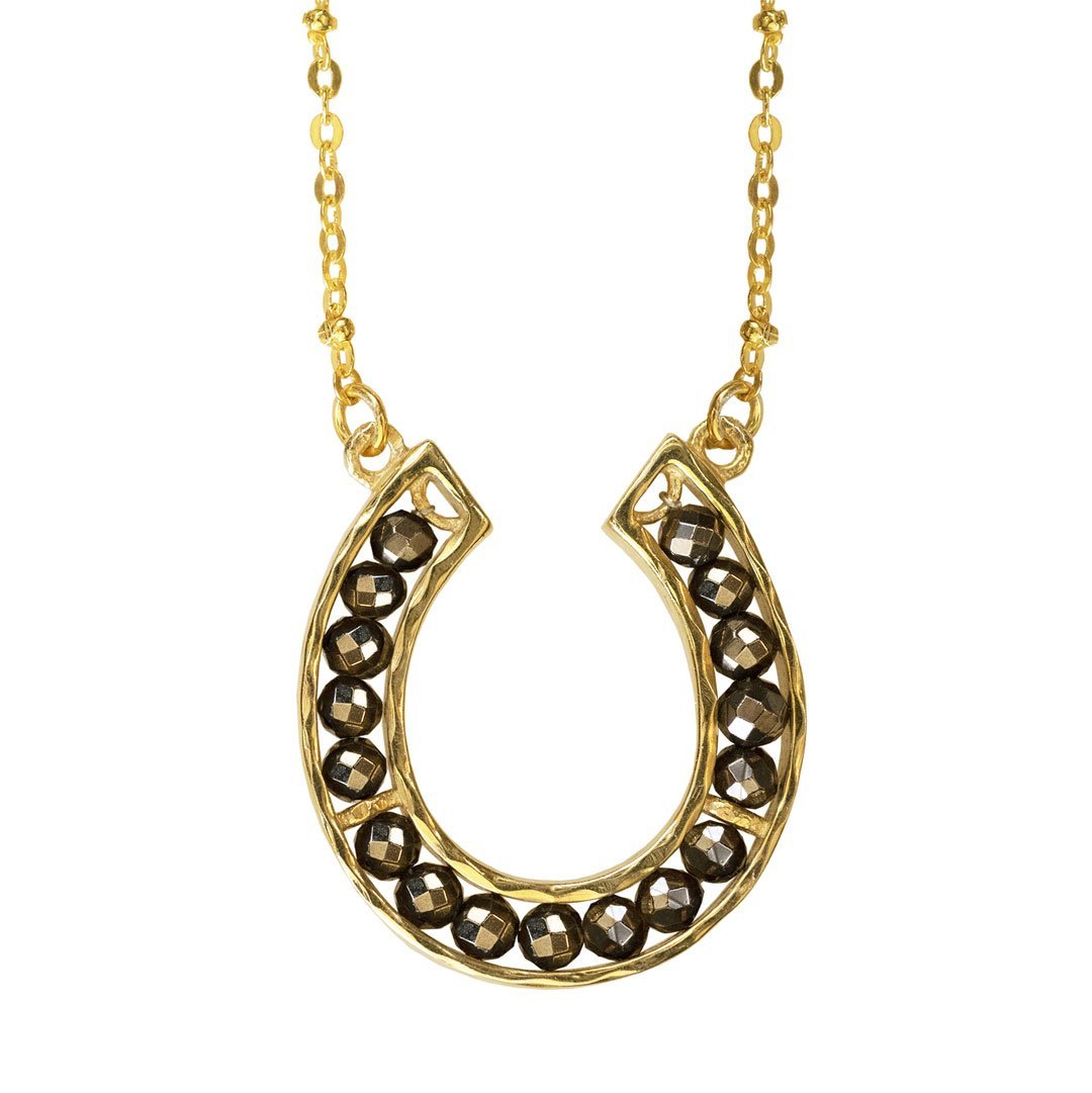Capriole - Pyrite Equestrian Horseshoe Necklace in Gold Urban-Equestrian