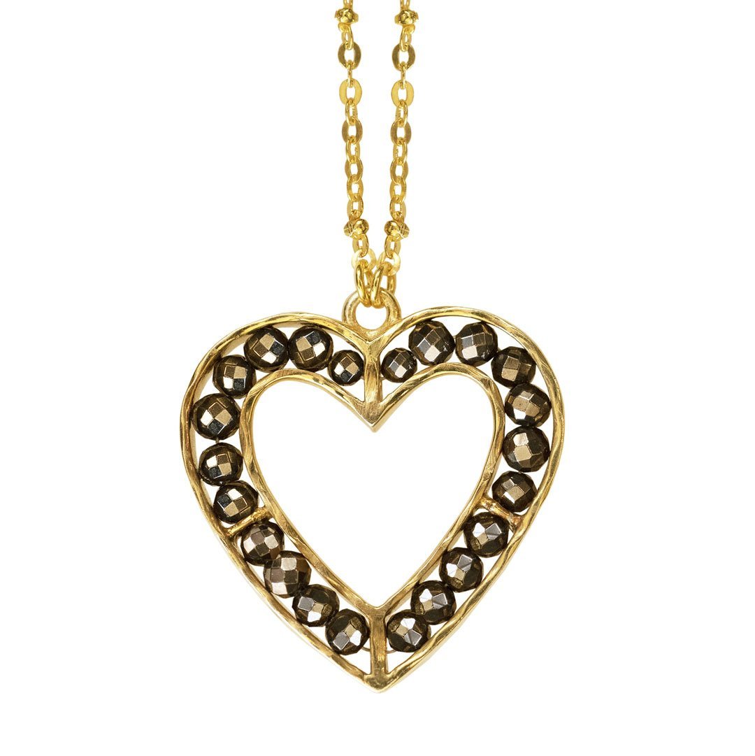 Capriole - Pyrite Equestrian Heart Necklace in Gold - Petite Urban-Equestrian