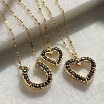 Capriole - Pyrite Equestrian Heart Necklace in Gold - Petite Urban-Equestrian