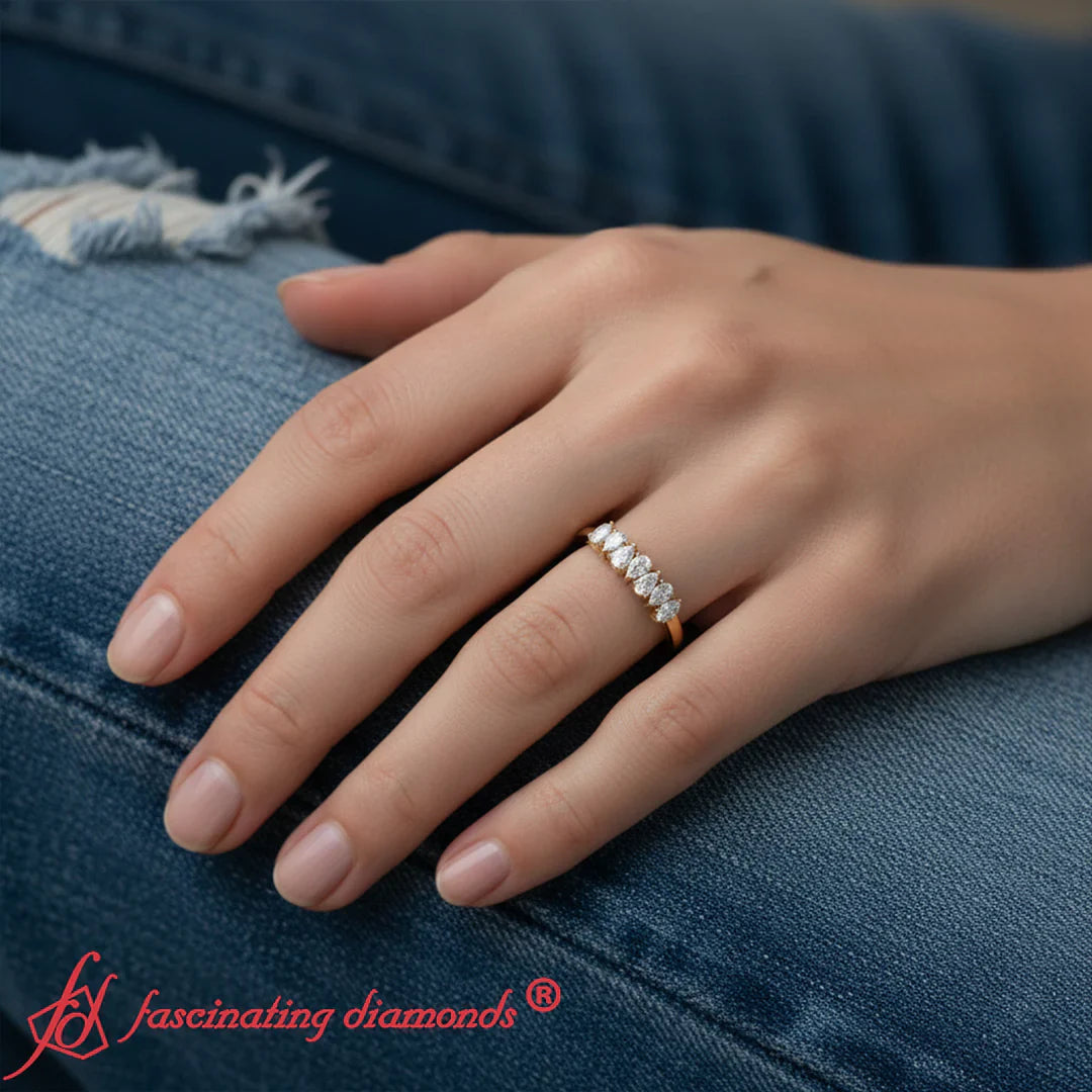 Half Carat 7 Stone Wedding Band Diamond Teardrop Fascinating Diamonds