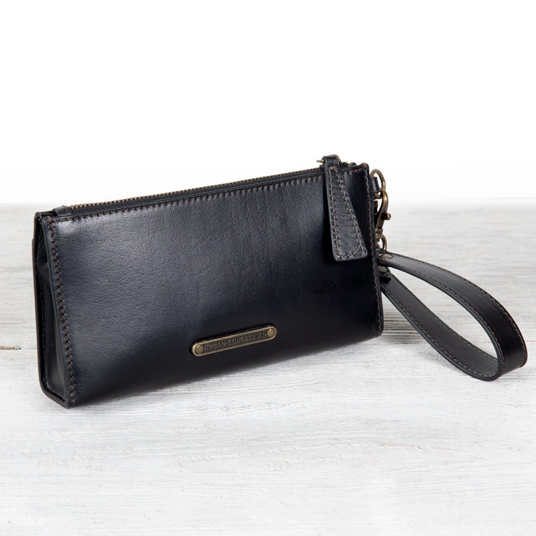 Caravel Wristlet Clutch - Luxury Leather Handbag in Black Urban-Equestrian