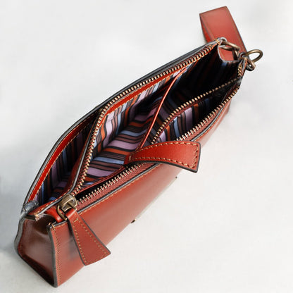 Caravel Wristlet Clutch - Luxury Leather Handbag in Cognac Urban-Equestrian