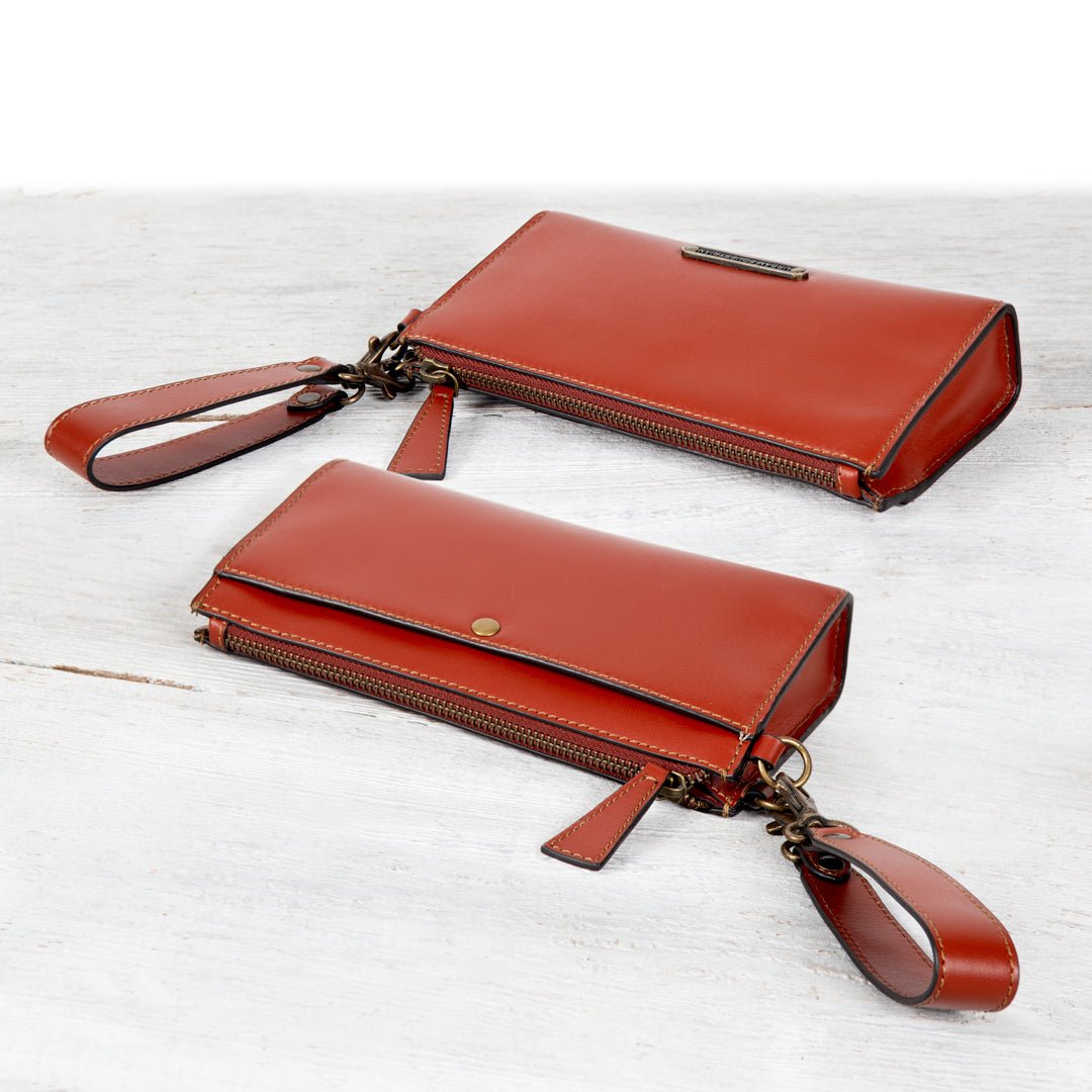 Caravel Wristlet Clutch - Luxury Leather Handbag in Cognac Urban-Equestrian