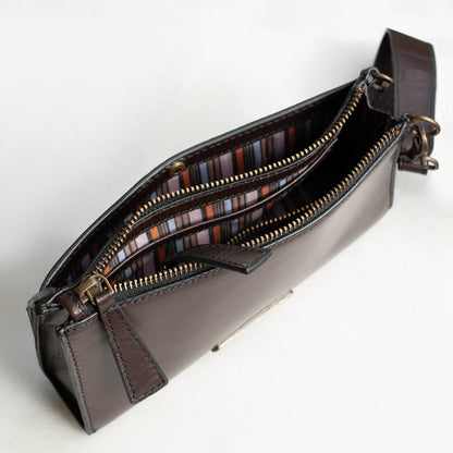 Caravel Wristlet Clutch - Luxury Leather Handbag in Deep Brown Urban-Equestrian