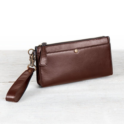 Caravel Wristlet Clutch - Luxury Leather Handbag in Deep Brown Urban-Equestrian