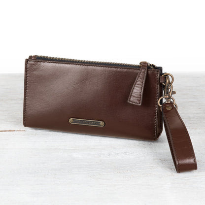 Caravel Wristlet Clutch - Luxury Leather Handbag in Deep Brown Urban-Equestrian