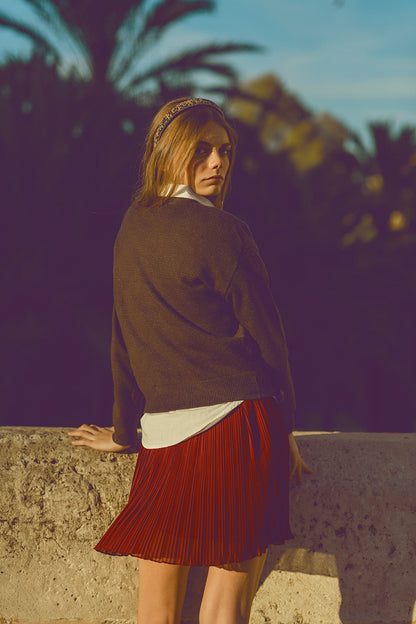 carbon grey sweater with red heart detail Q2store