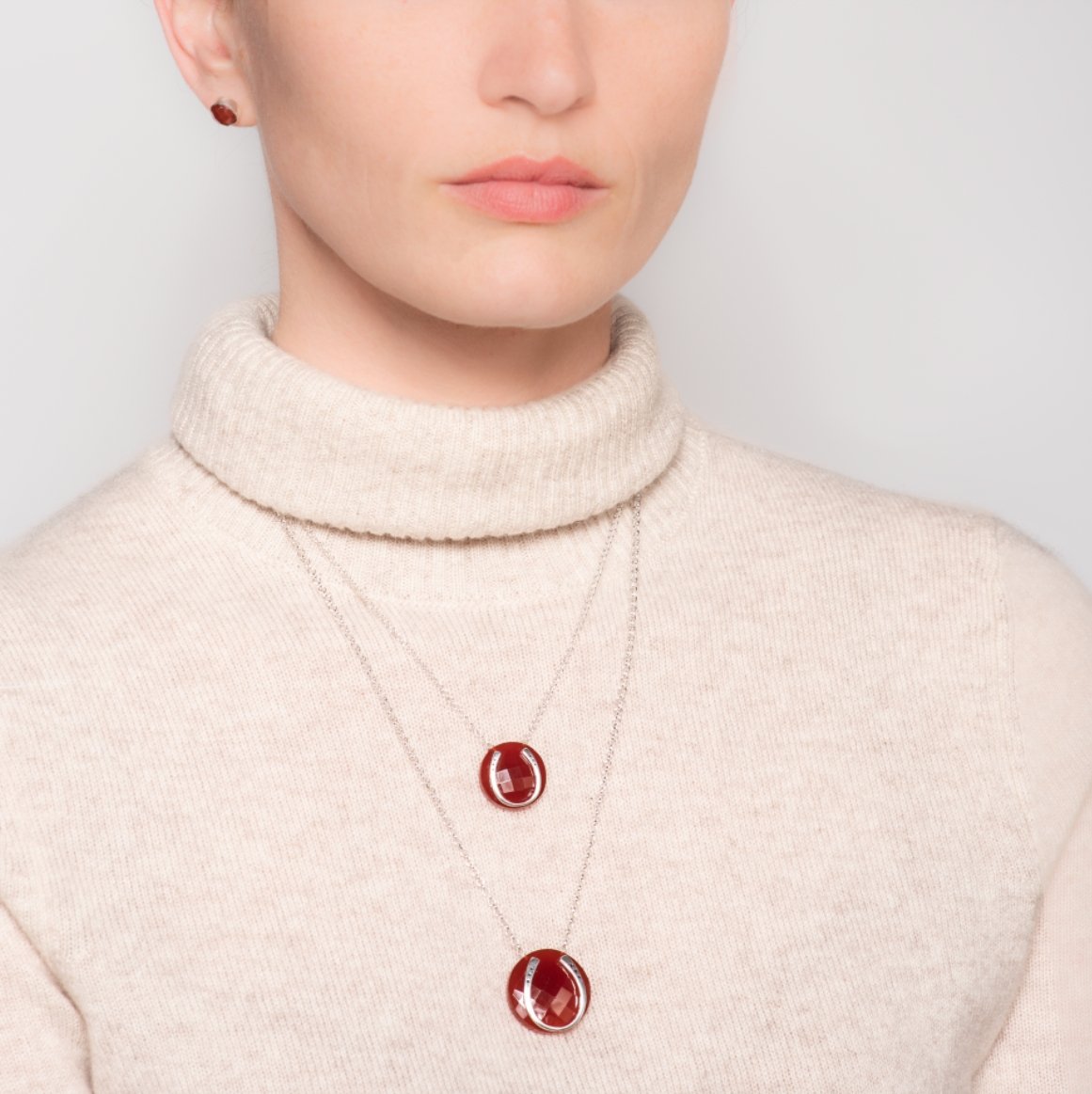 Carnelian - Horseshoe and Sterling Silver Rolo Chain Pendant Necklace Urban-Equestrian