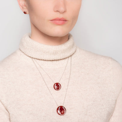 Carnelian - Horseshoe and Sterling Silver Rolo Chain Pendant Necklace Urban-Equestrian