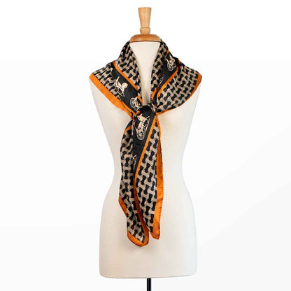 Carriage - Stylized Equestrian Scarf in Tangerine and Black Urban-Equestrian