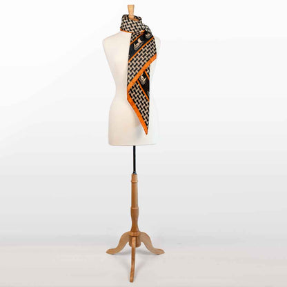 Carriage - Stylized Equestrian Scarf in Tangerine and Black Urban-Equestrian