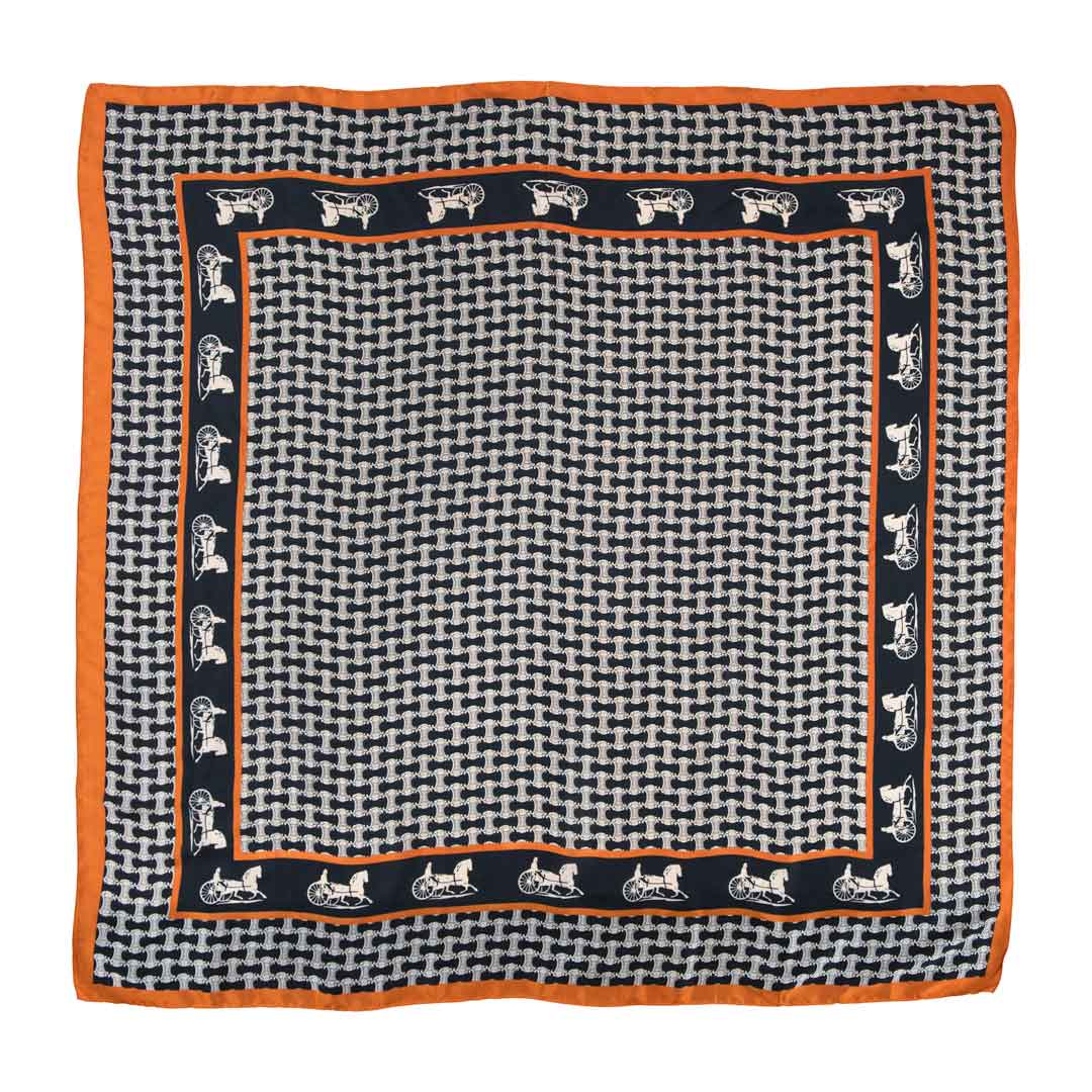 Carriage - Stylized Equestrian Scarf in Tangerine and Black Urban-Equestrian
