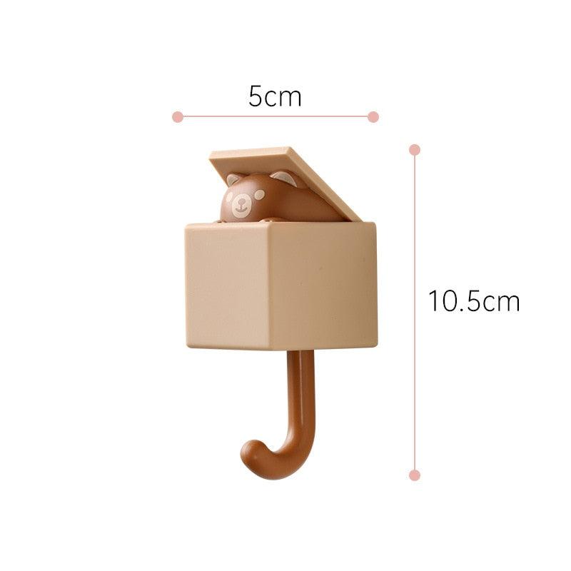 Cartoon Cat Hook Self Adhesive Dormitory Bedroom Door Hangers Hooks Key Umbrella Towel Cap Coat Rack Wall Animal Decoration Rack Non-Marking Hook Nail-Free Animal Hook Entrance Key Strong Sticking Hook Stevvex