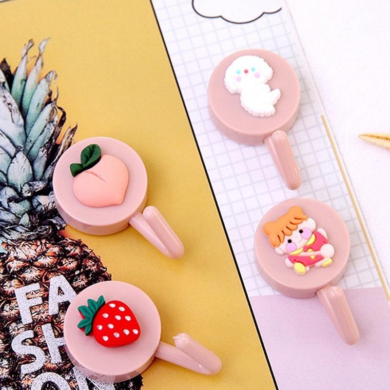 Cartoon Fruit Sticky Hook Multifunctional Punch-free Hook Kitchen Bathroom Wall Hanging Cute Paste Hook Traceless Adhesive Clasp Cute Adhesive Hooks Plastic Hooks for Hanging Cartoon Adhesive Wall Mount Hook for Home Bathroom Stevvex