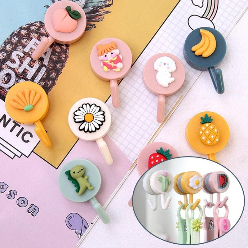 Cartoon Fruit Sticky Hook Multifunctional Punch-free Hook Kitchen Bathroom Wall Hanging Cute Paste Hook Traceless Adhesive Clasp Cute Adhesive Hooks Plastic Hooks for Hanging Cartoon Adhesive Wall Mount Hook for Home Bathroom Stevvex