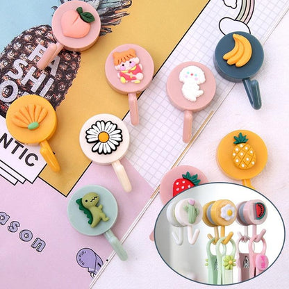 Cartoon Fruit Sticky Hook Multifunctional Punch-free Hook Kitchen Bathroom Wall Hanging Cute Paste Hook Traceless Adhesive Clasp Cute Adhesive Hooks Plastic Hooks for Hanging Cartoon Adhesive Wall Mount Hook for Home Bathroom Stevvex