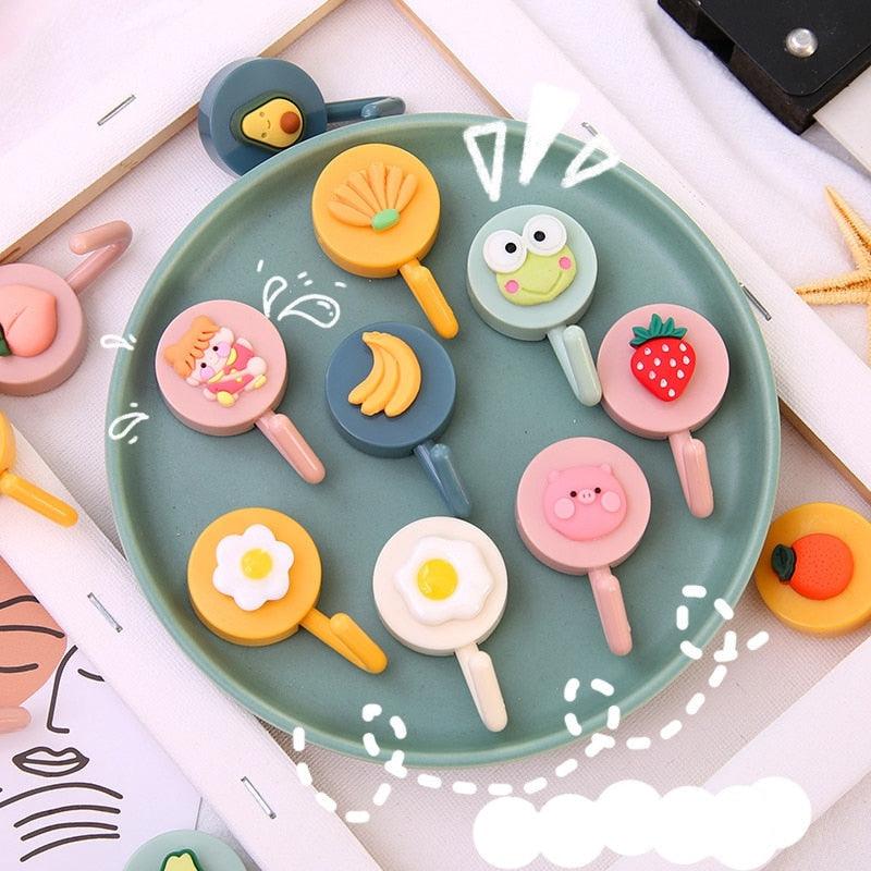 Cartoon Fruit Sticky Hook Multifunctional Punch-free Hook Kitchen Bathroom Wall Hanging Cute Paste Hook Traceless Adhesive Clasp Cute Adhesive Hooks Plastic Hooks for Hanging Cartoon Adhesive Wall Mount Hook for Home Bathroom Stevvex