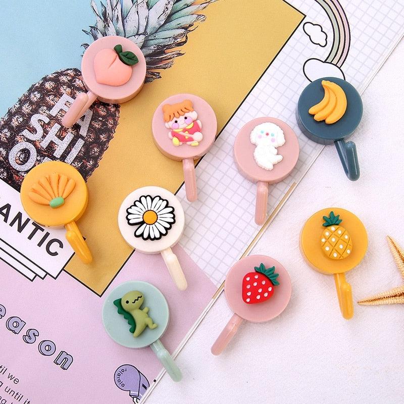 Cartoon Fruit Sticky Hook Multifunctional Punch-free Hook Kitchen Bathroom Wall Hanging Cute Paste Hook Traceless Adhesive Clasp Cute Adhesive Hooks Plastic Hooks for Hanging Cartoon Adhesive Wall Mount Hook for Home Bathroom Stevvex