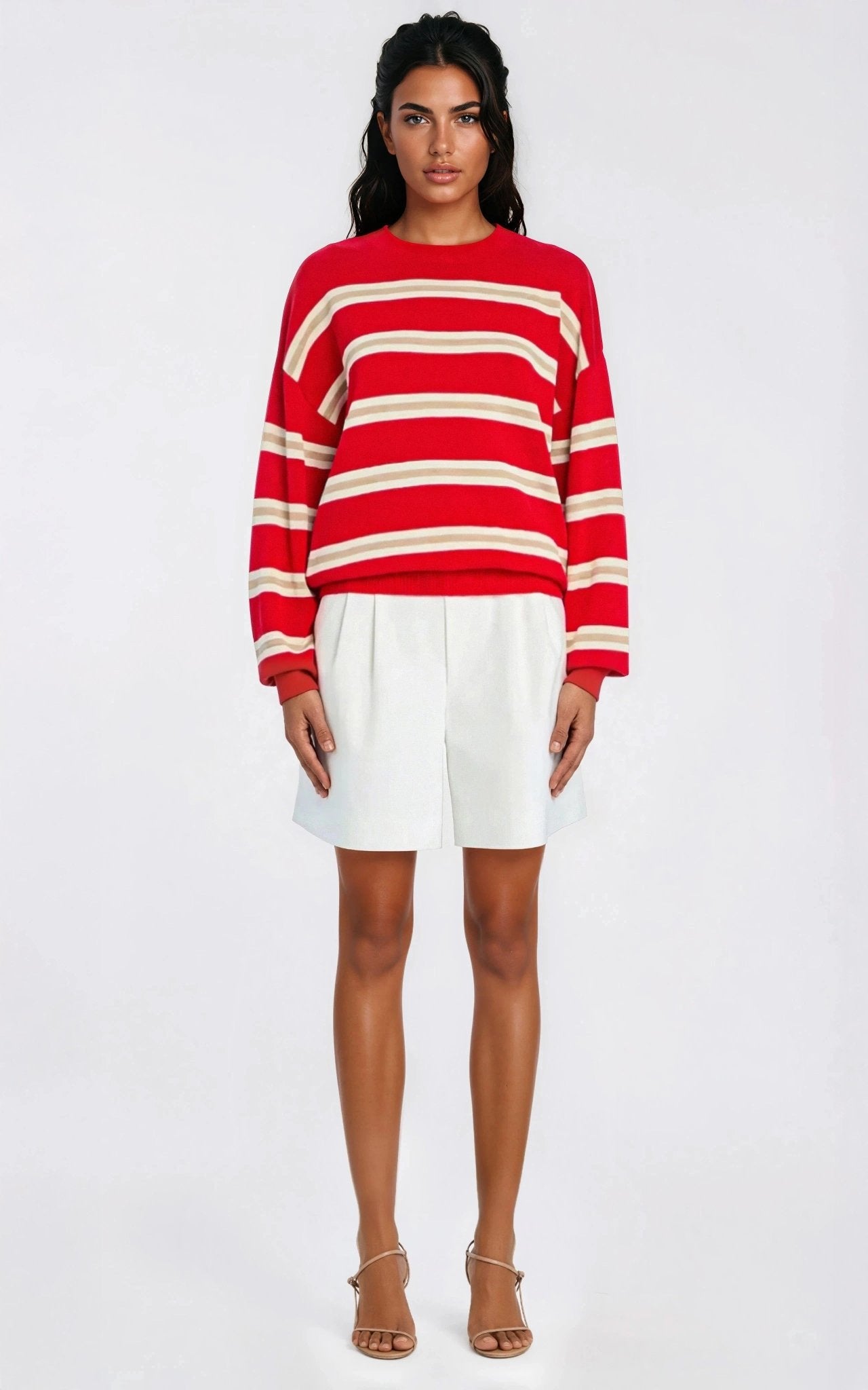 Cassian Sweater – Cherry/Sand/Eggshell XO, Tina