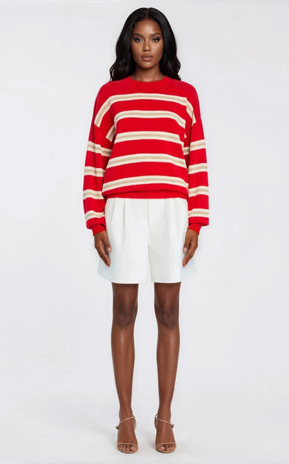 Cassian Sweater – Cherry/Sand/Eggshell XO, Tina