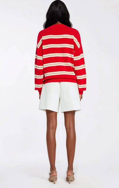 Cassian Sweater – Cherry/Sand/Eggshell XO, Tina