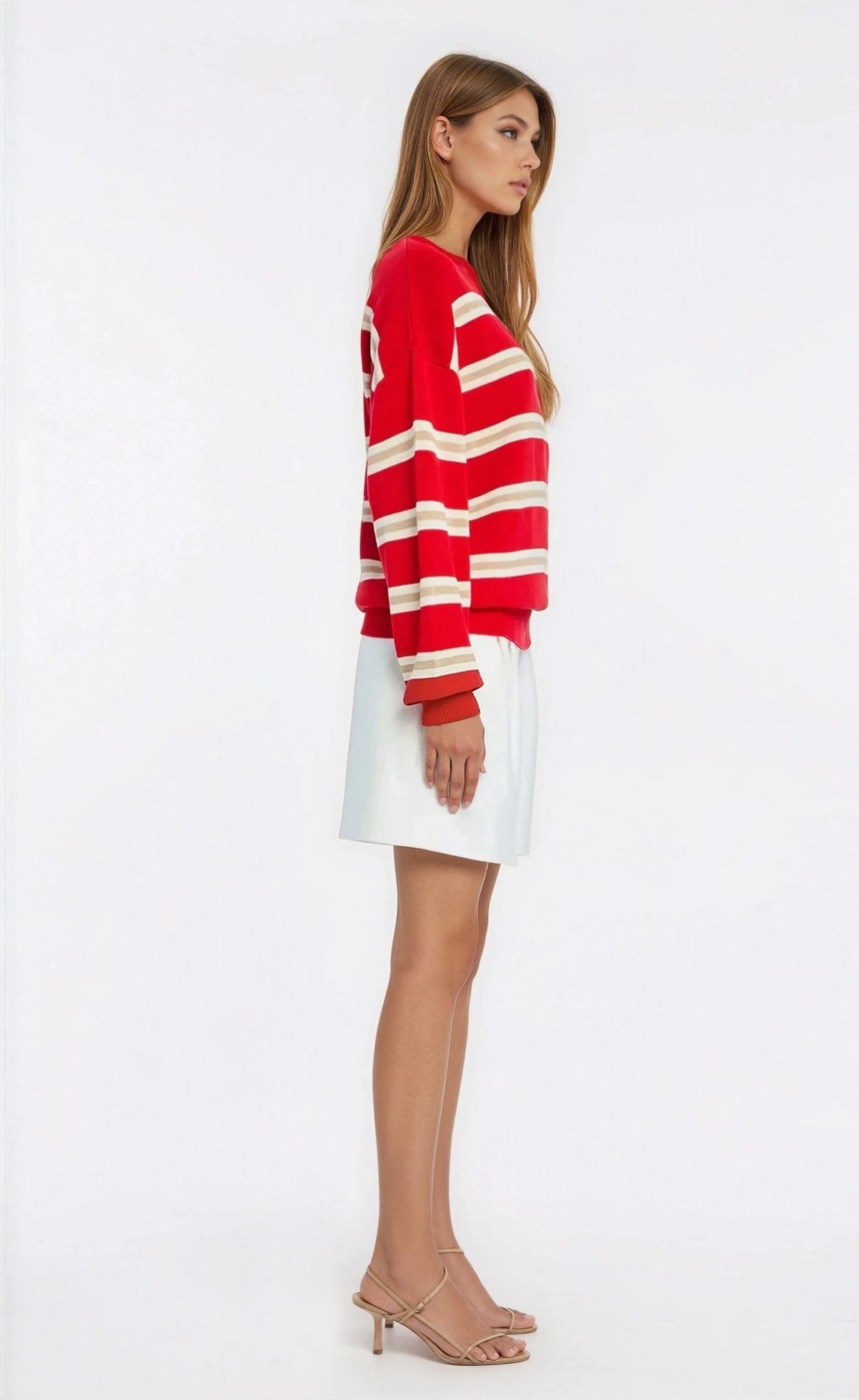 Cassian Sweater – Cherry/Sand/Eggshell XO, Tina