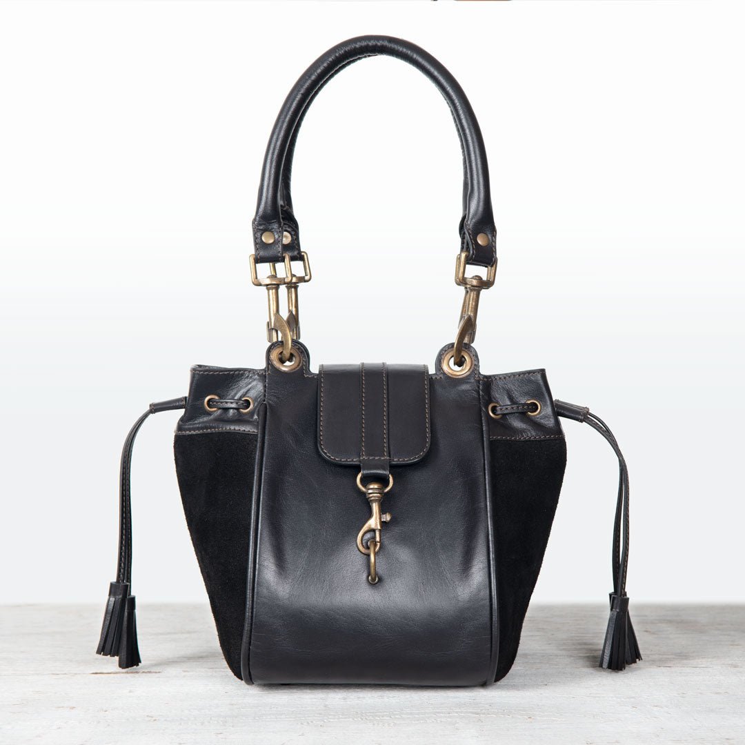 Cassidy - Luxury Leather Bucket Handbag in Black Urban-Equestrian