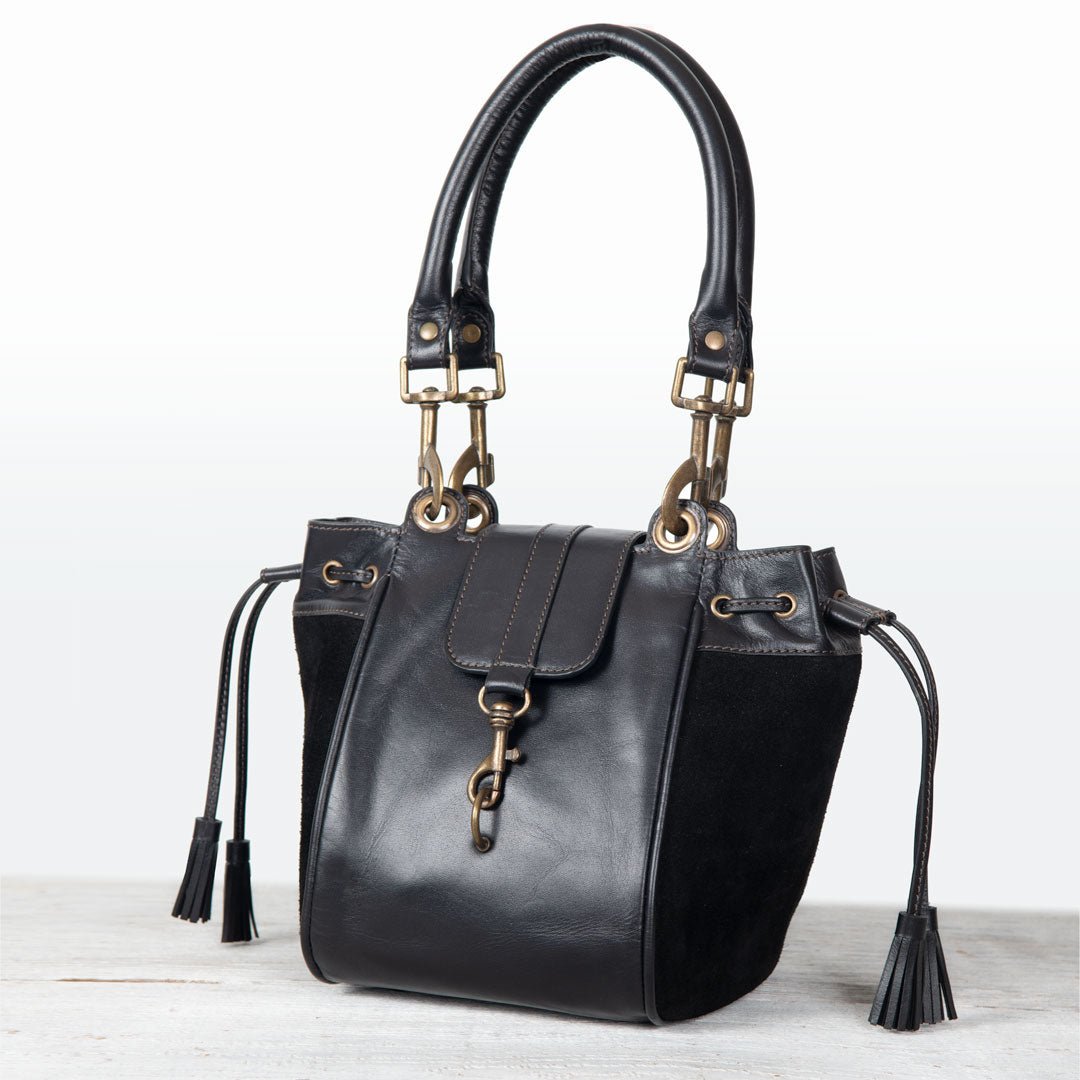 Cassidy - Luxury Leather Bucket Handbag in Black Urban-Equestrian