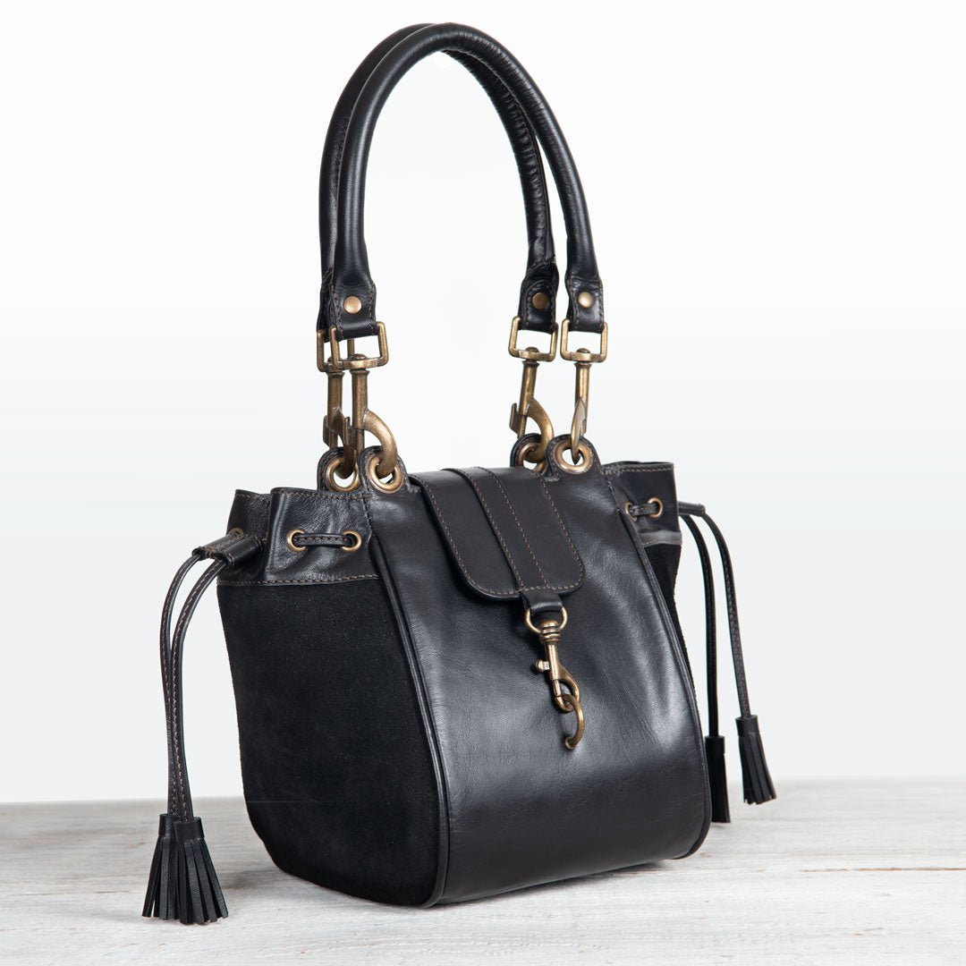 Cassidy - Luxury Leather Bucket Handbag in Black Urban-Equestrian