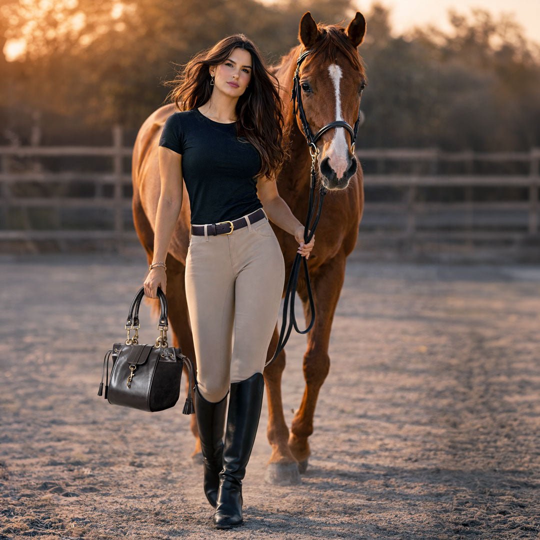 Cassidy - Luxury Leather Bucket Handbag in Black Urban-Equestrian