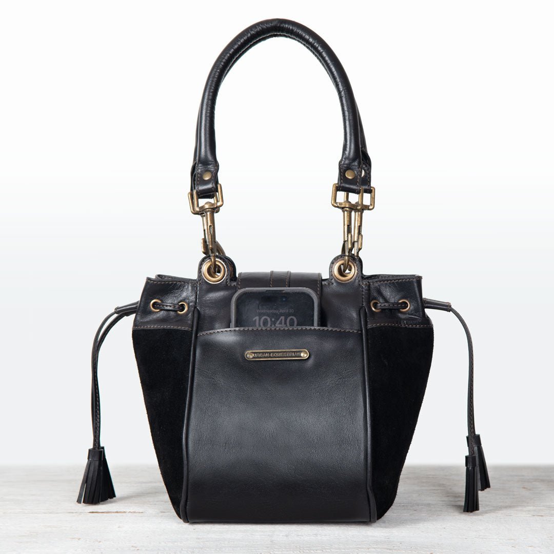 Cassidy - Luxury Leather Bucket Handbag in Black Urban-Equestrian